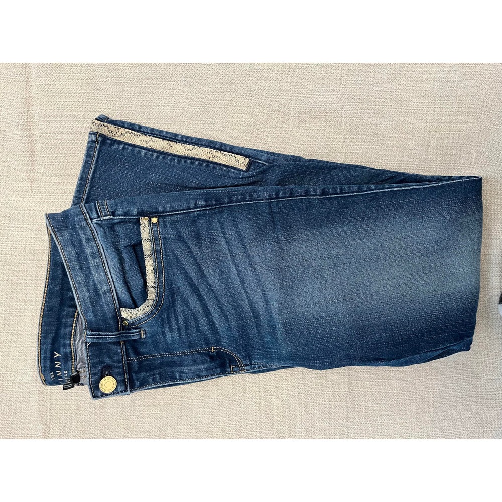 WHBM Skinny Ankle Jeans with Snakeskin trimming